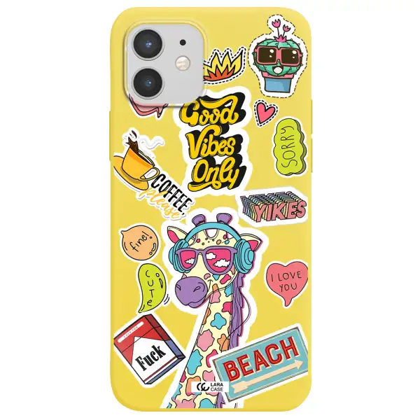 Giraffe Sticker Apple iPhone 12 mini Silicone canary yellow Case