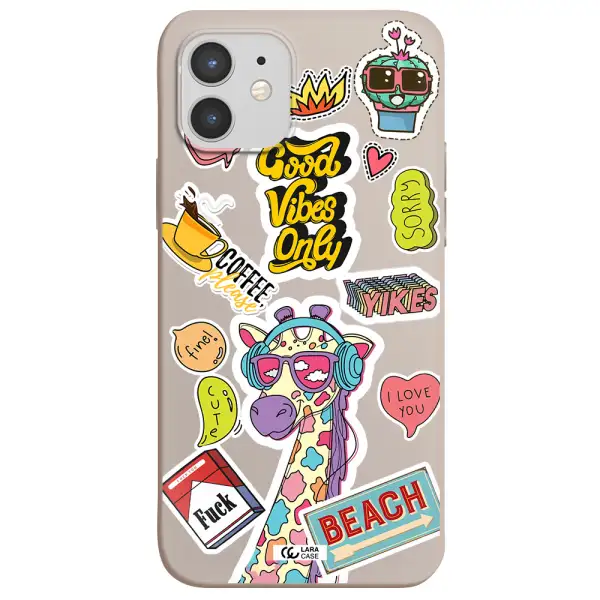 Giraffe Sticker Apple iPhone 12 mini Silicone Stone Case