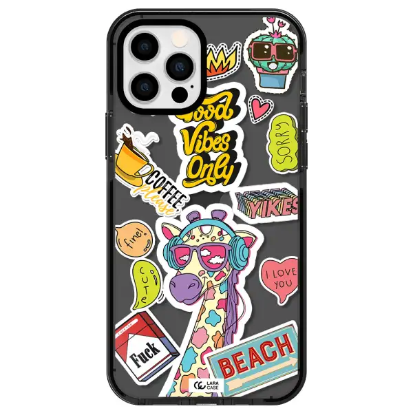 Giraffe Sticker Apple iPhone 12 pro impact Smoke Black Case