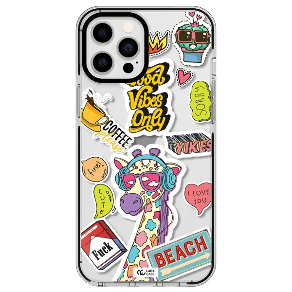 Giraffe Sticker Apple iPhone 12 pro max impact black border Case