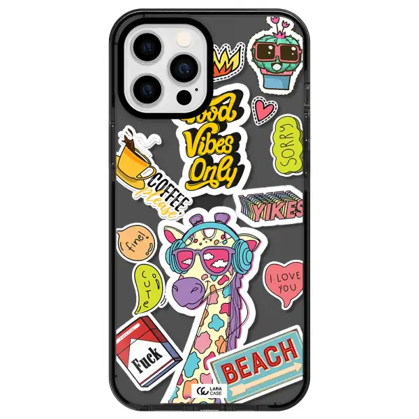 Giraffe Sticker Apple iPhone 12 pro max impact Smoke Black Case