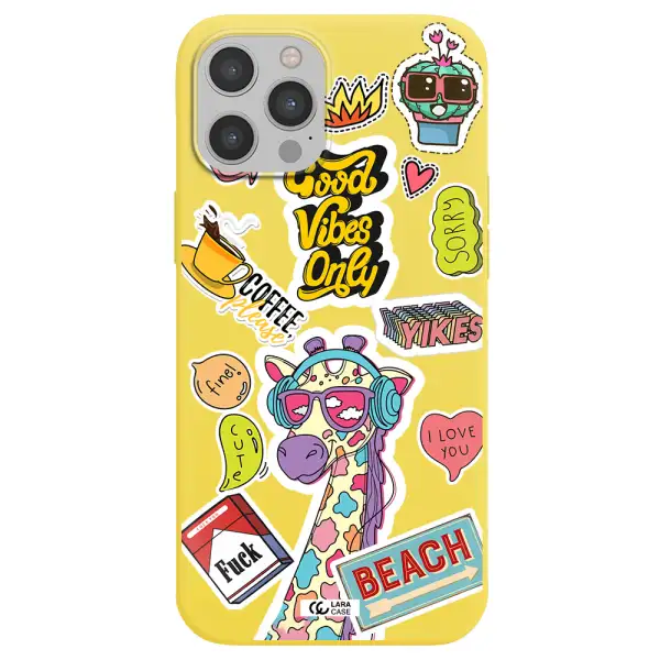 Giraffe Sticker Apple iPhone 12 pro max Silicone canary yellow Case