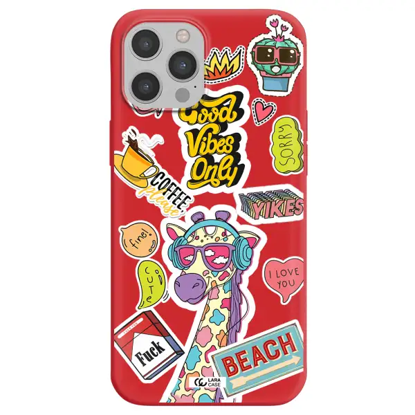 Giraffe Sticker Apple iPhone 12 pro max Silicone Imperial Red Case