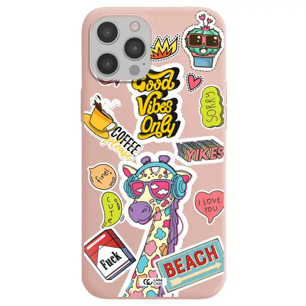 Giraffe Sticker Apple iPhone 12 pro max Silicone pastel pink Case