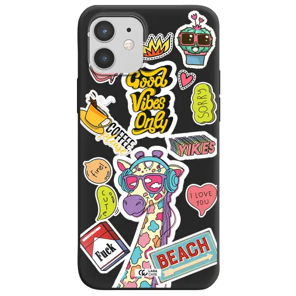 Giraffe Sticker Apple iPhone 12 Silicone black Case
