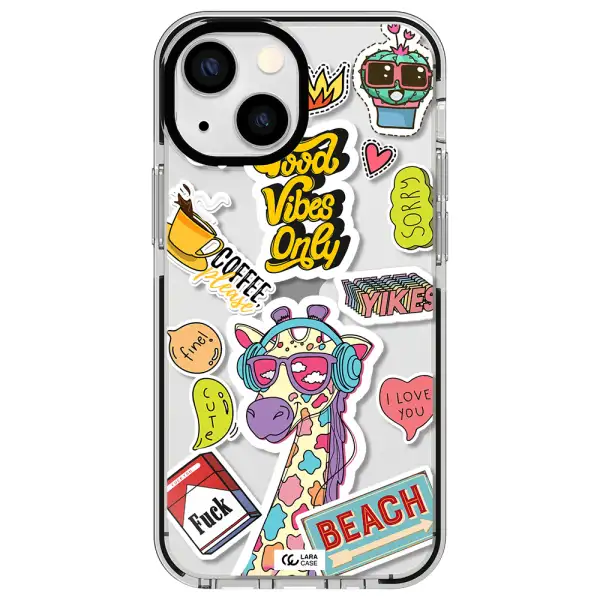 Giraffe Sticker Apple iPhone 13 mini impact black border Case