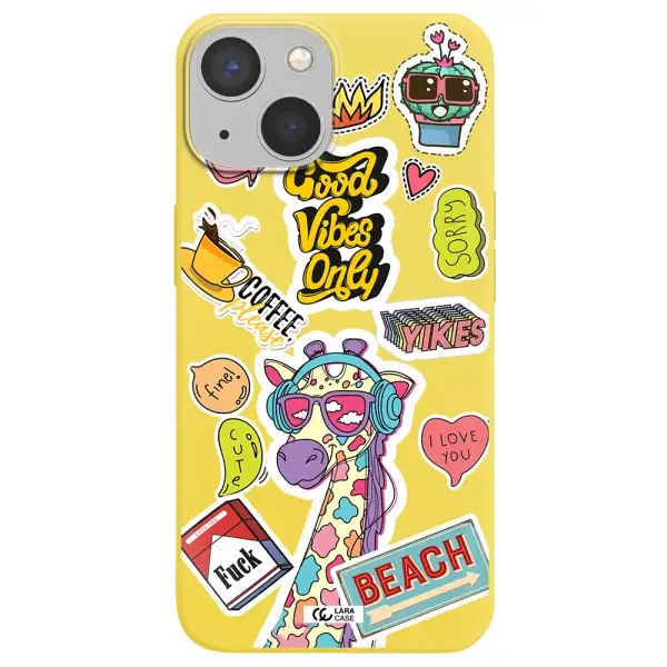 Giraffe Sticker Apple iPhone 13 mini Silicone canary yellow Case