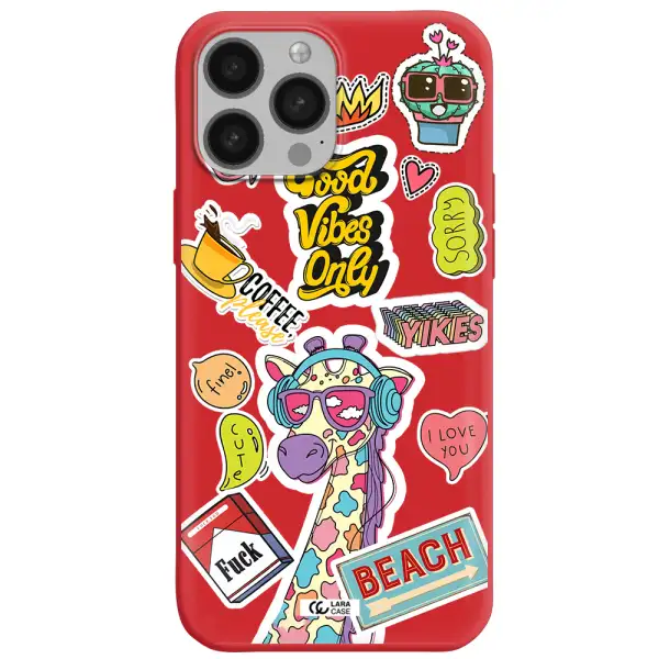 Giraffe Sticker Apple iPhone 13 Pro Max Silicone Imperial Red Case