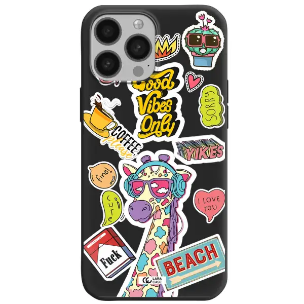 Giraffe Sticker Apple iPhone 13 Pro Silicone black Case