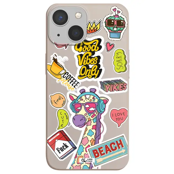 Giraffe Sticker Apple iPhone 13 Silicone Stone Case