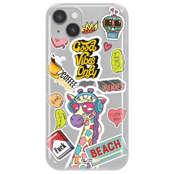 Giraffe Sticker Apple iPhone 14 Clear TPU Case