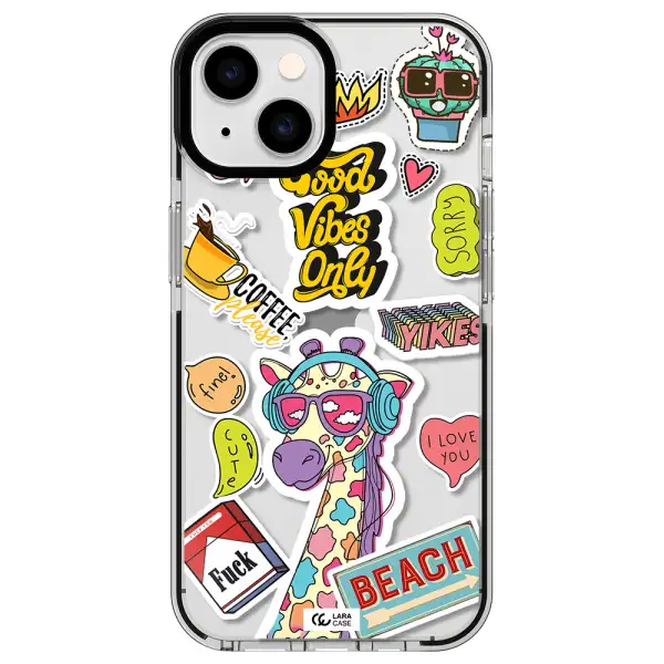 Giraffe Sticker Apple iPhone 14 impact black border Case