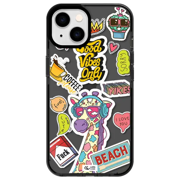 Giraffe Sticker Apple iPhone 14 impact Smoke Black Case