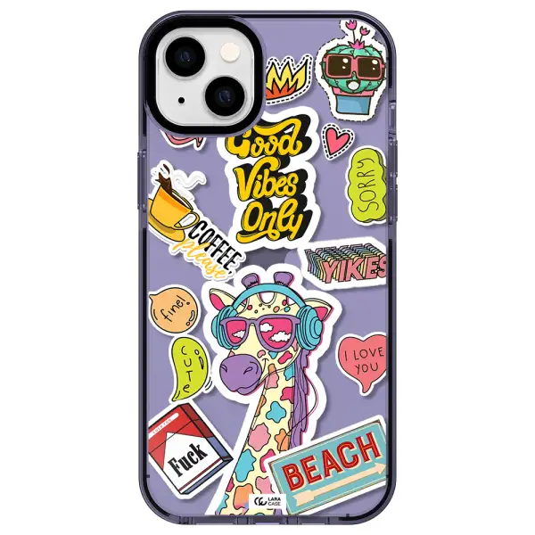 Giraffe Sticker Apple iPhone 14 plus impact Lilac Case