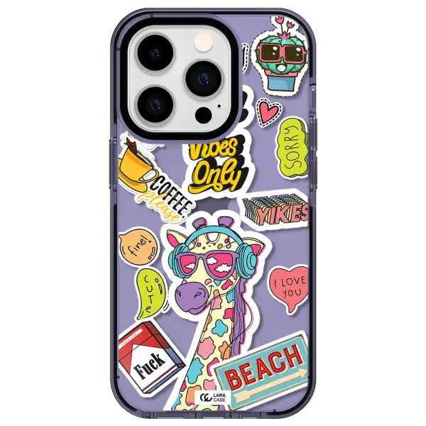 Giraffe Sticker Apple iPhone 14 pro impact Lilac Case
