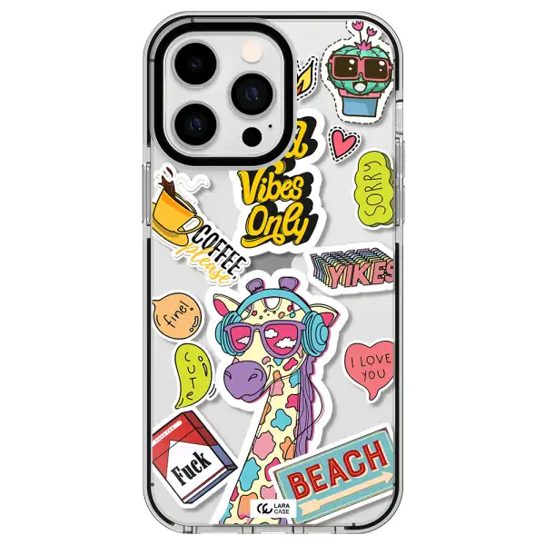 Giraffe Sticker Apple iPhone 14 pro max impact black border Case