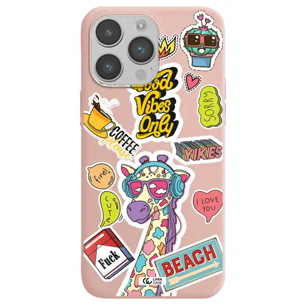 Giraffe Sticker Apple iPhone 14 pro max Silicone pastel pink Case
