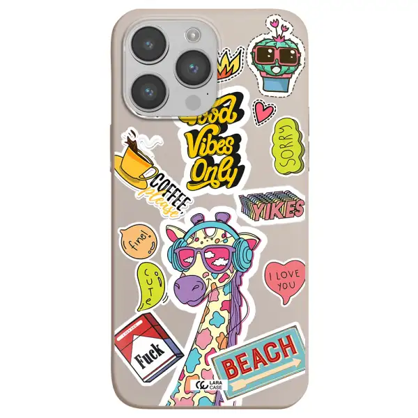 Giraffe Sticker Apple iPhone 14 pro max Silicone Stone Case
