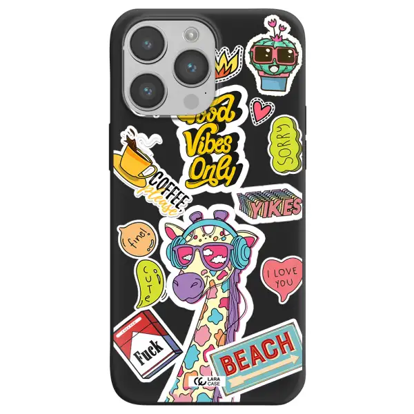 Giraffe Sticker Apple iPhone 14 pro Silicone black Case
