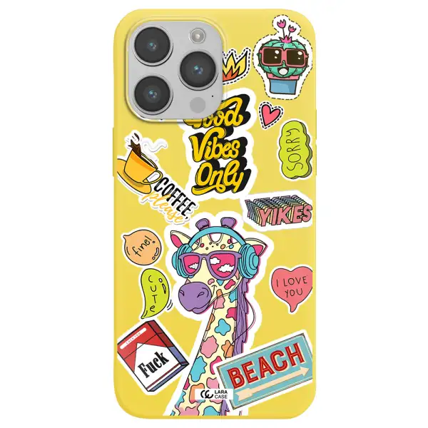 Giraffe Sticker Apple iPhone 14 pro Silicone canary yellow Case