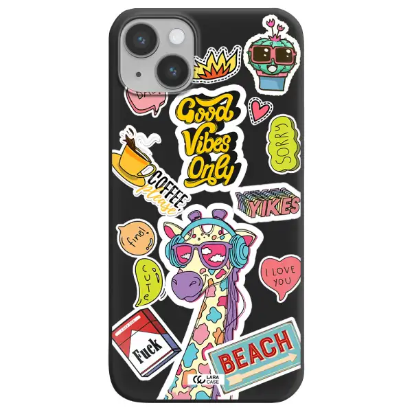 Giraffe Sticker Apple iPhone 14 Silicone black Case