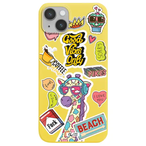 Giraffe Sticker Apple iPhone 14 Silicone canary yellow Case