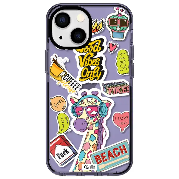 Giraffe Sticker Apple iPhone 15 impact Lilac Case