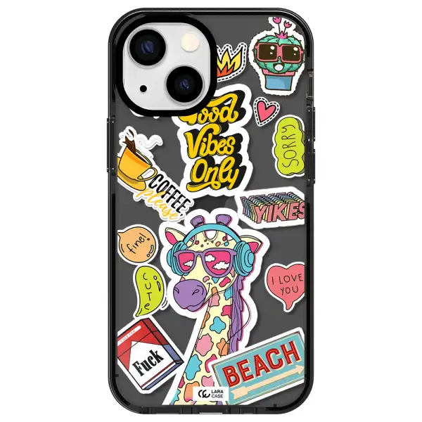 Giraffe Sticker Apple iPhone 15 impact Smoke Black Case