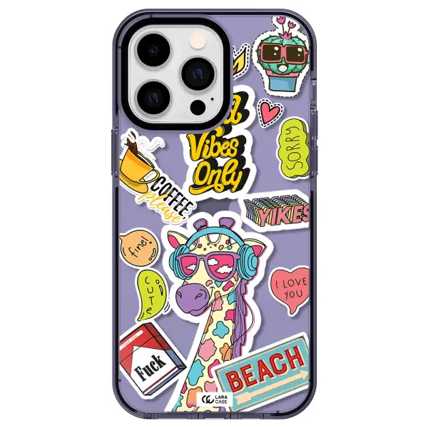 Giraffe Sticker Apple iPhone 15 Pro impact Lilac Case