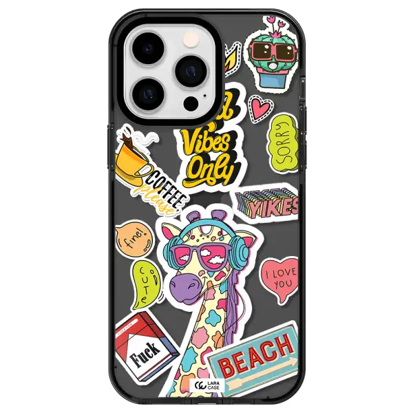 Giraffe Sticker Apple iPhone 15 Pro impact Smoke Black Case