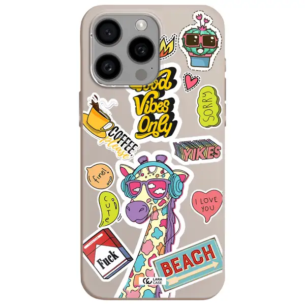 Giraffe Sticker Apple Iphone 15 Pro max Silicone Stone Case