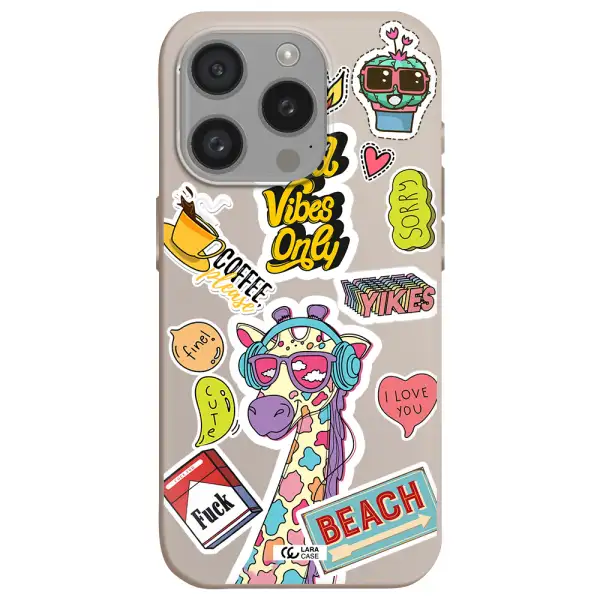 Giraffe Sticker Apple Iphone 15 Pro Silicone Stone Case