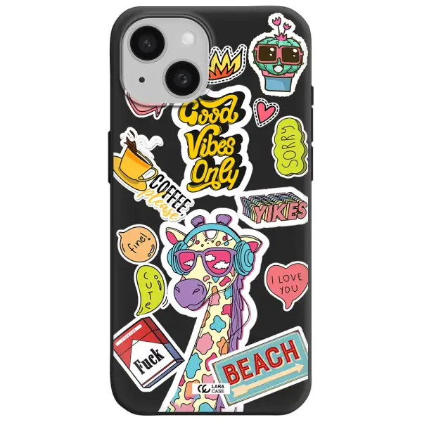 Giraffe Sticker Apple iPhone 15 Silicone black Case