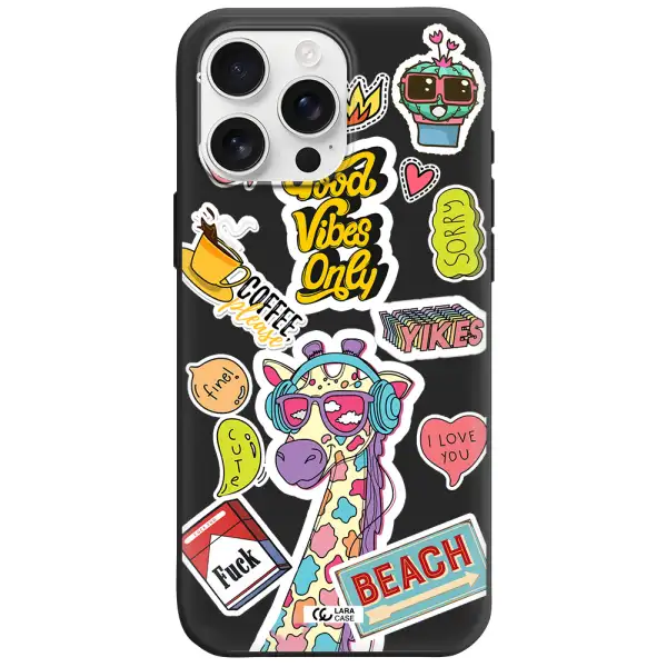 Giraffe Sticker Apple Iphone 16 Pro Max Silicone Black Case