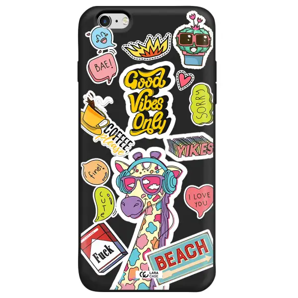 Giraffe Sticker Apple iPhone 6 plus Silicone black Case