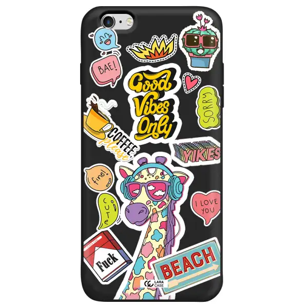 Giraffe Sticker Apple iPhone 6 s plus Silicone black Case