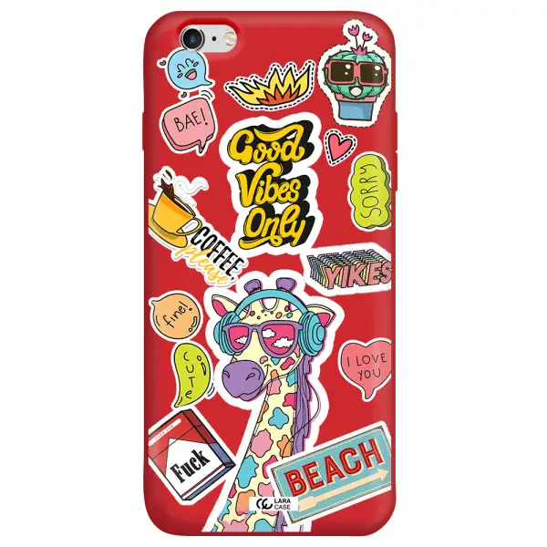 Giraffe Sticker Apple iPhone 6 s plus Silicone Imperial Red Case