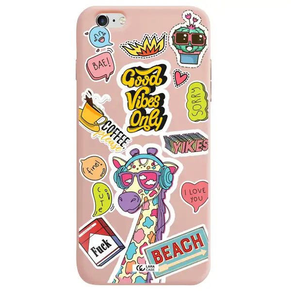 Giraffe Sticker Apple iPhone 6 s plus Silicone pastel pink Case