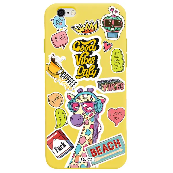 Giraffe Sticker Apple iPhone 6 Silicone canary yellow Case