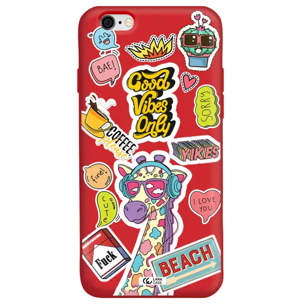 Giraffe Sticker Apple iPhone 6 Silicone Imperial Red Case