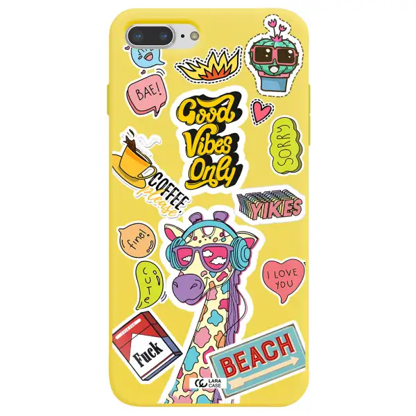 Giraffe Sticker Apple iPhone 7 plus Silicone canary yellow Case