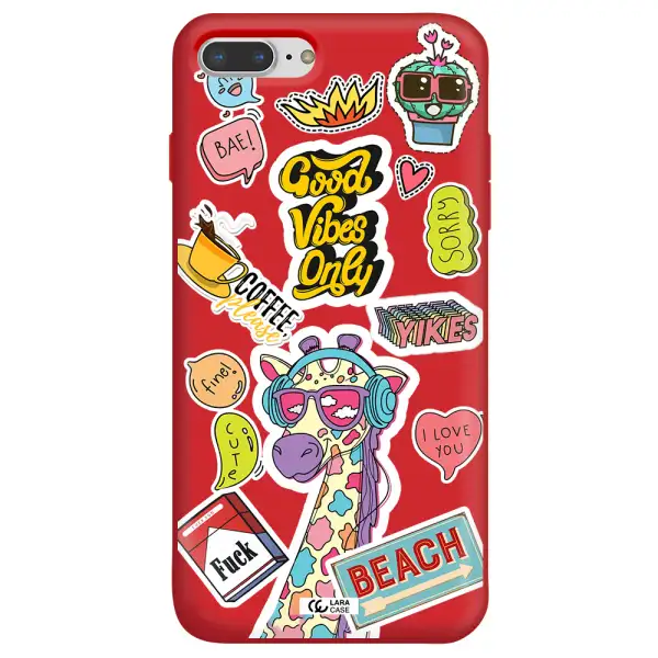Giraffe Sticker Apple iPhone 7 plus Silicone Imperial Red Case