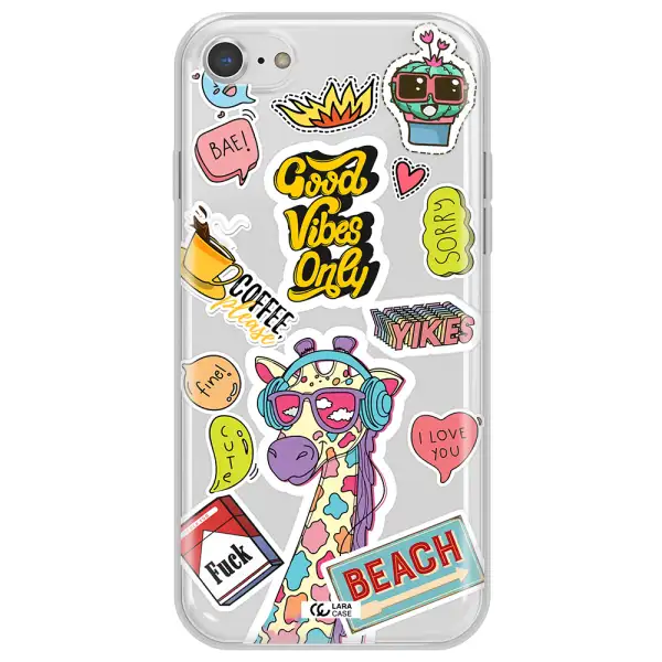Giraffe Sticker Apple iPhone 8 Clear TPU Case