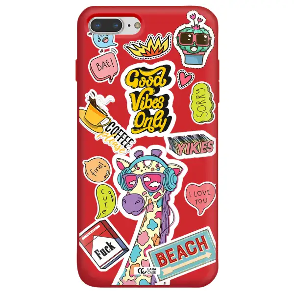 Giraffe Sticker Apple iPhone 8 plus Silicone Imperial Red Case