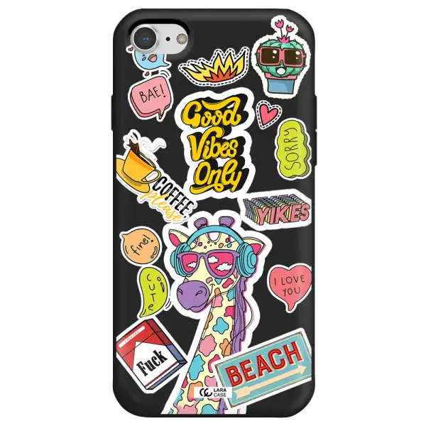 Giraffe Sticker Apple iPhone 8 Silicone black Case