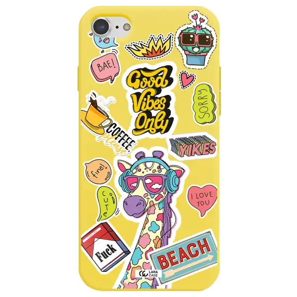 Giraffe Sticker Apple iPhone 8 Silicone canary yellow Case