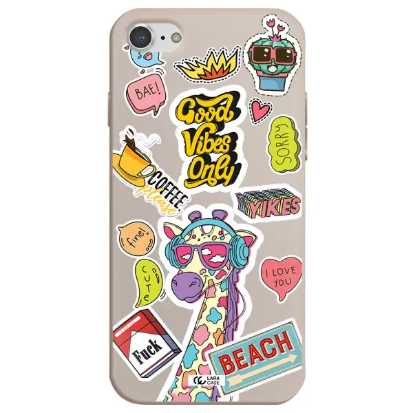 Giraffe Sticker Apple iPhone 8 Silicone Stone Case