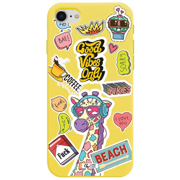 Giraffe Sticker Apple iPhone se 2020 Silicone canary yellow Case