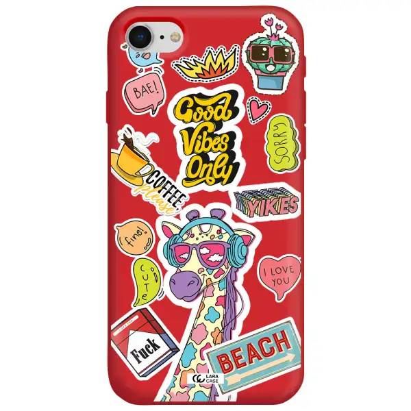 Giraffe Sticker Apple iPhone se 2020 Silicone Imperial Red Case