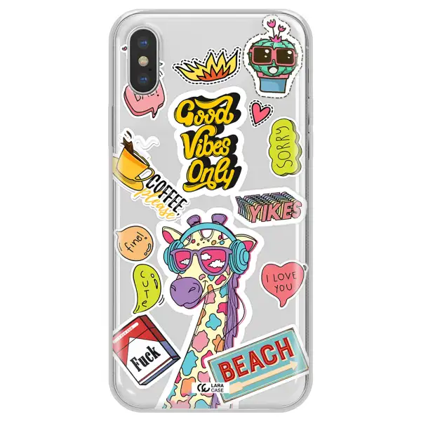 Giraffe Sticker Apple iPhone XS Clear TPU Case